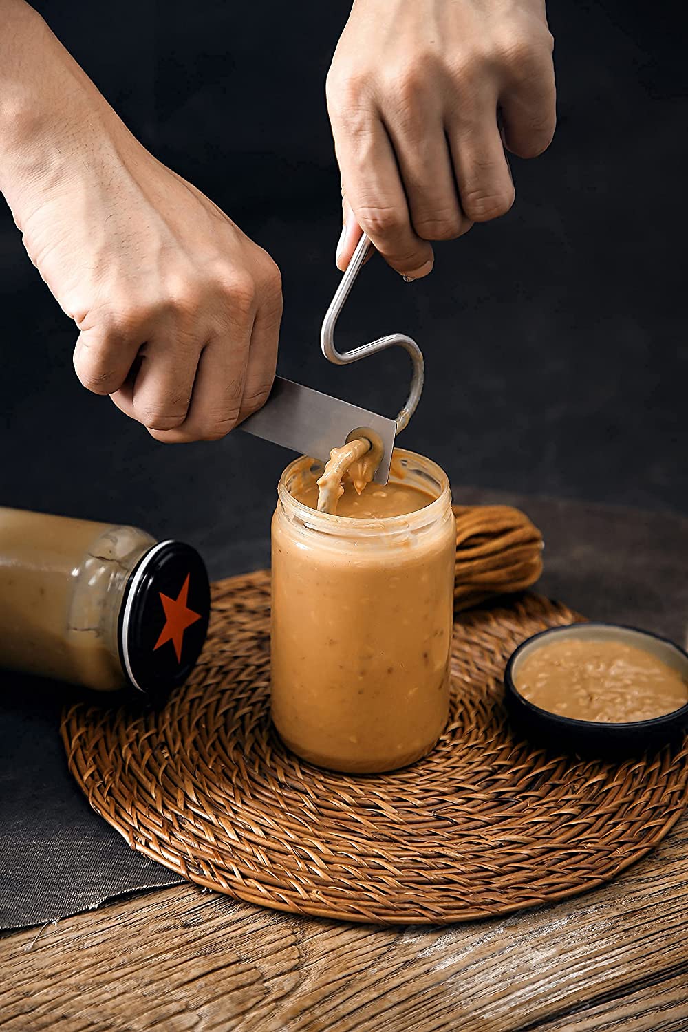 Lervont Natural Peanut Butter Stirrer Fits 16-48 oz Jars | Stainless Steel | for Mixing Various Butter & Jam