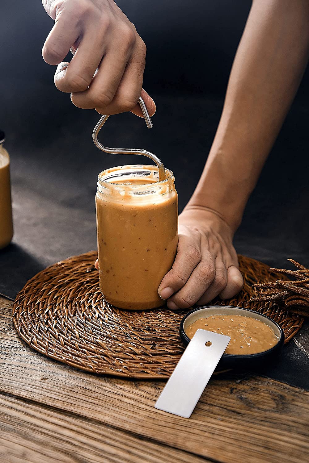 Lervont Natural Peanut Butter Stirrer Fits 16-48 oz Jars | Stainless Steel | for Mixing Various Butter & Jam