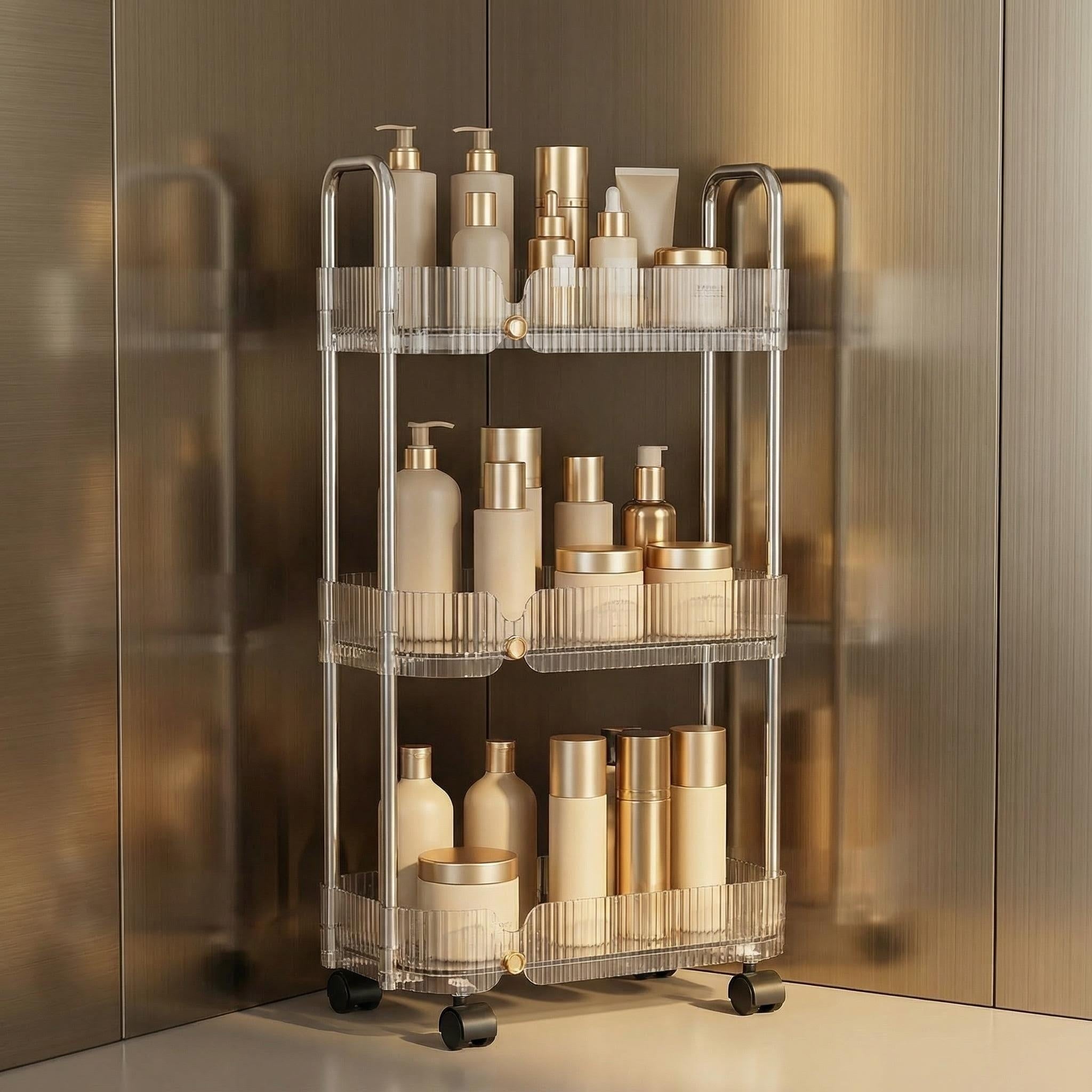 Multi-Tier Acrylic Rolling Storage & Display Cart