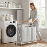 Multifunctional Rolling Laundry Sorter with Multi-Compartments