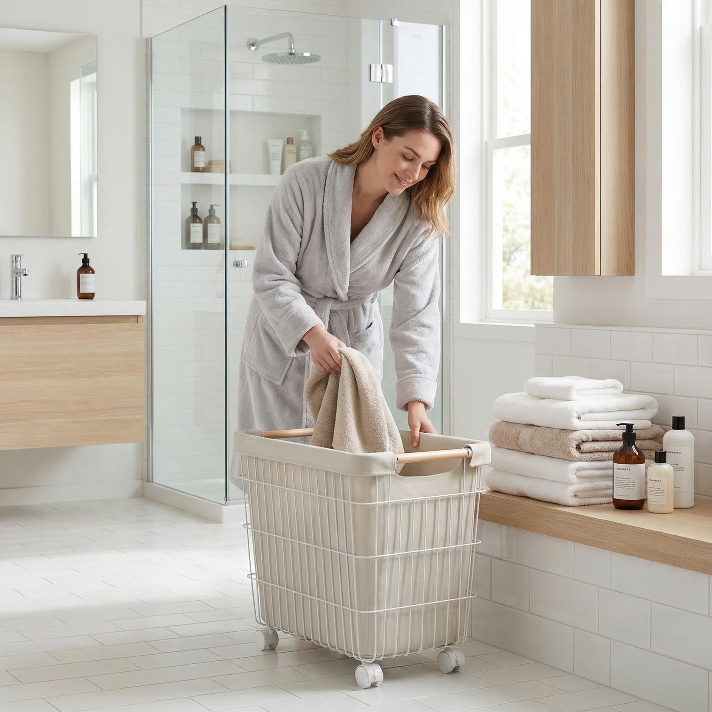 Modern Wire Laundry Basket, Breathable Iron Storage Bin